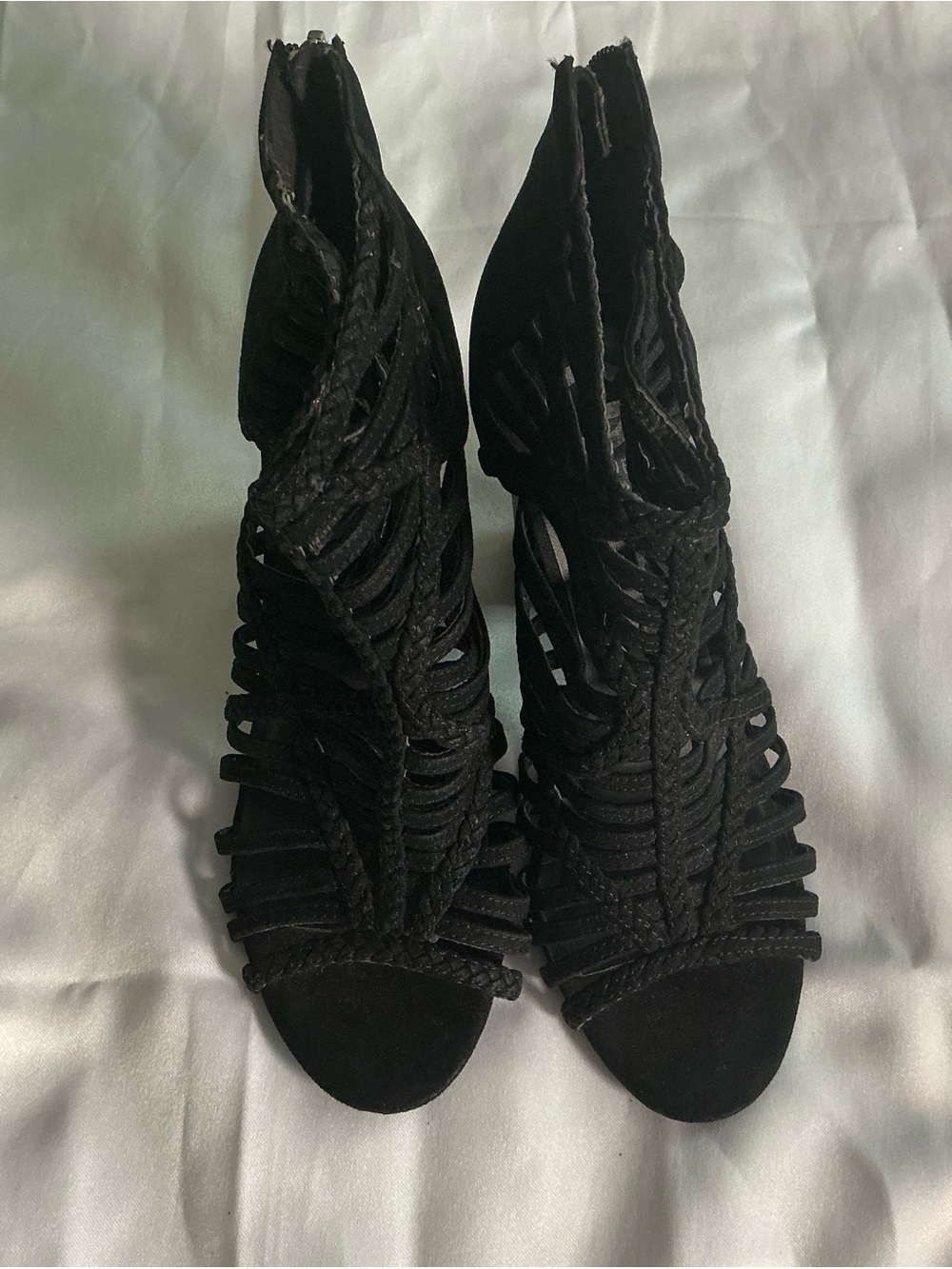 Guess Black Braided Cutout High Heel Sandals